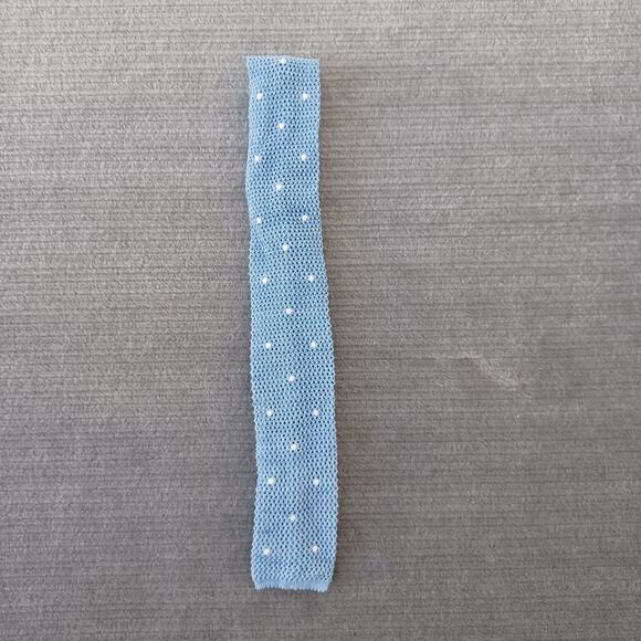 Brooks Brothers Knit Tie Blue Linen Cotton Blend Made in Italy Square Preppy - Picture 6 of 11